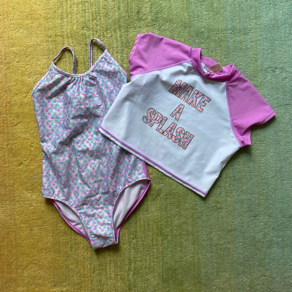 Brand New Swimsuit and matching rash guard